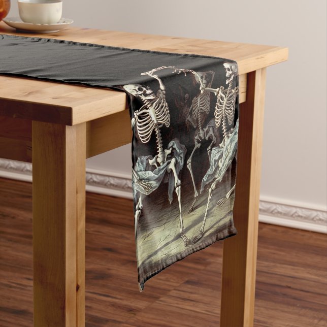 Dancing Skeletons Gothic Wedding Long Table Runner (In Situ)