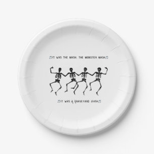 Dancing skeletons Halloween 2025 Paper Plate