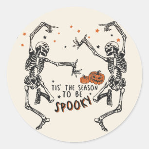 Dancing Skeletons Halloween   Classic Round Sticker
