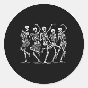 Dancing Skeletons Halloween Costume Women Girls  Classic Round Sticker