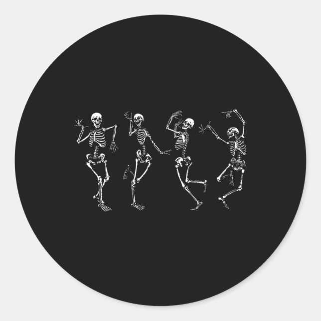 Dancing Skeletons Halloween Dance Of Death Macabre Classic Round Sticker (Front)
