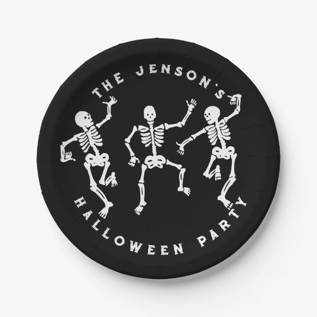 Dancing Skeletons Halloween design Paper Plate (Front)