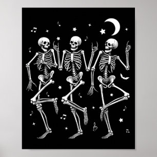 Dancing Skeletons Halloween Funny Skeleton Dance Poster