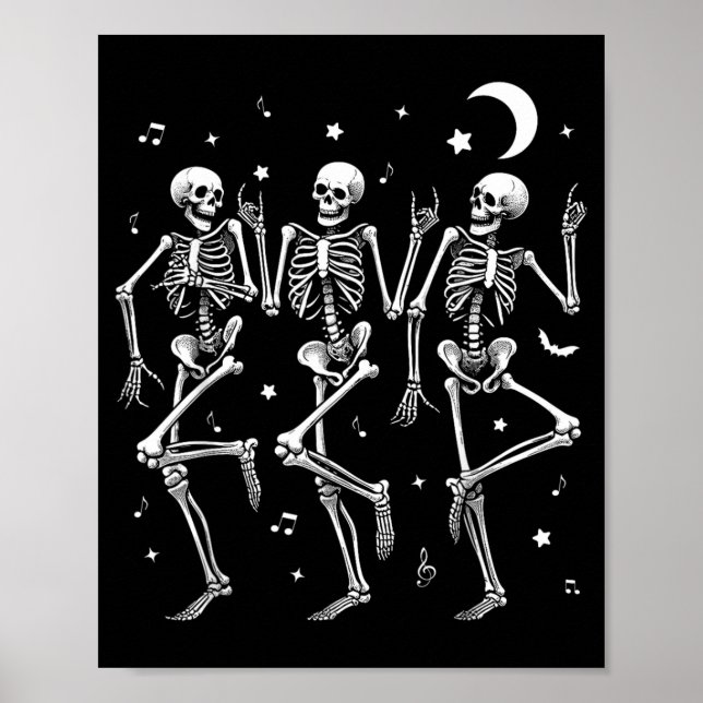 Dancing Skeletons Halloween Funny Skeleton Dance Poster (Front)