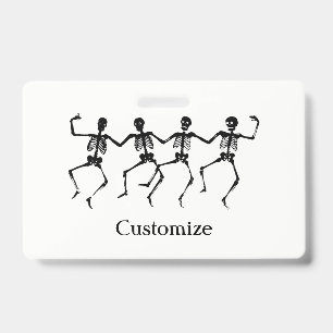 Dancing Skeletons Halloween ID Badge