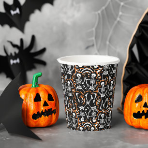 Dancing Skeletons Halloween or Day of the Dead Paper Cups