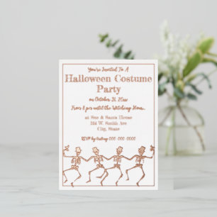 Dancing Skeletons Halloween Party Foil Invitation Postcard