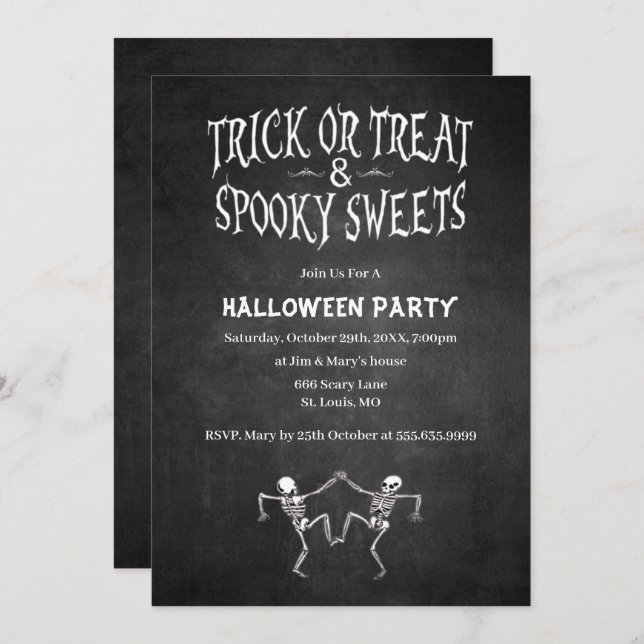 Dancing Skeletons Halloween Party Invitation (Front/Back)