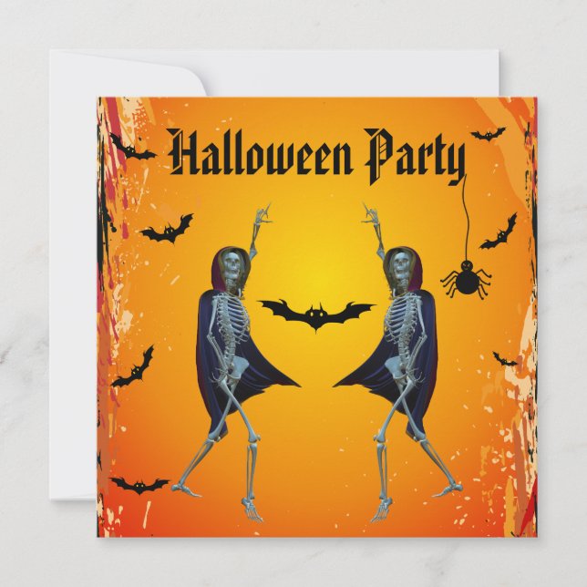 Dancing Skeletons Halloween Party Invitation (Front)
