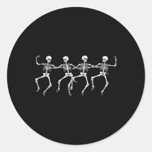 Dancing Skeletons Halloween Party Skeleton Funny  Classic Round Sticker