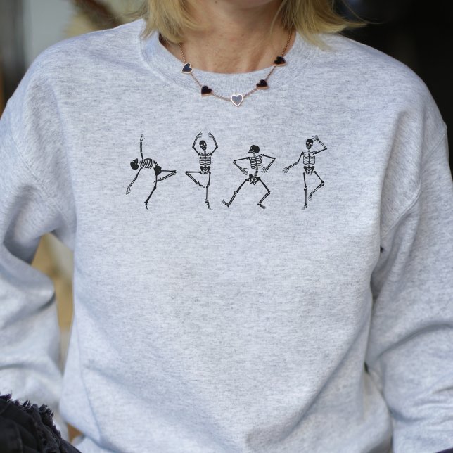 Dancing Skeletons Halloween Spooky Season Womens Sweatshirt (Creator Uploaded)