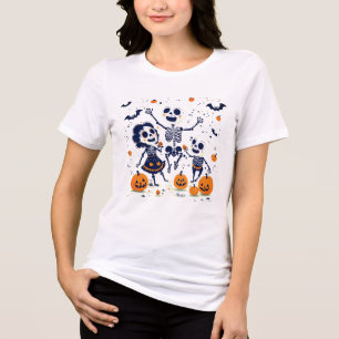 Dancing Skeletons Halloween T-Shirt Tri-Blend Shirt