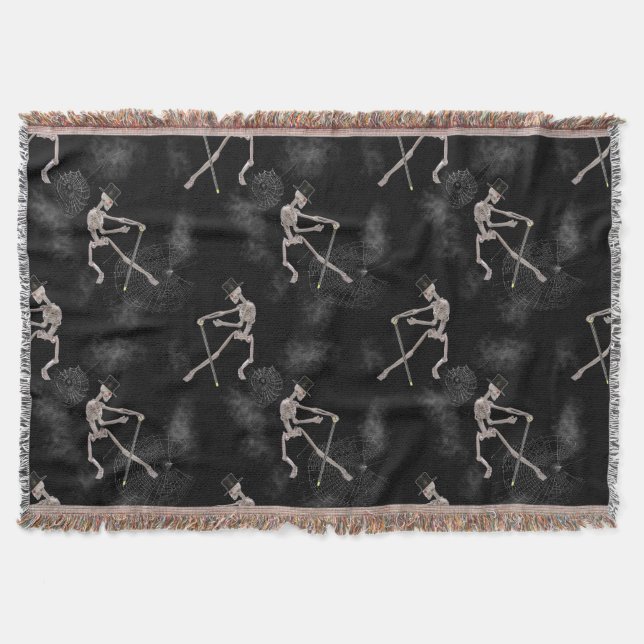 Dancing Skeletons Halloween Throw Blanket (Front)