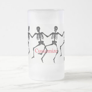 Dancing Skeletons Halloween Thunder_Cove Frosted Glass Beer Mug