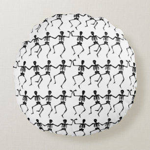 Dancing Skeletons Halloween Thunder_Cove Round Cushion