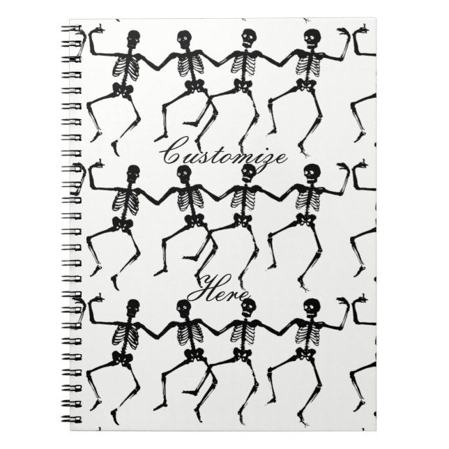 Dancing Skeletons Halloween Thunder_Cove Spiral Notebook (Front)