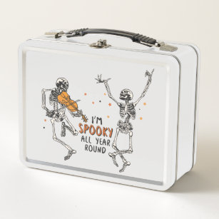 Dancing Skeletons I'm Spooky All Year Round  Metal Lunch Box