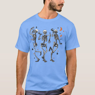 Dancing Skeletons Moon Halloween October  T-Shirt