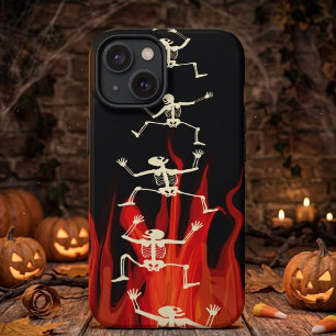 Dancing Skeletons On Fire Flames For Halloween