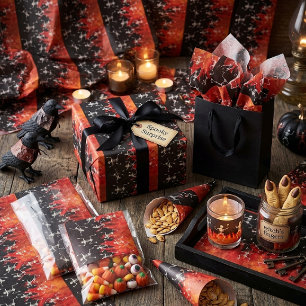 Dancing Skeletons On Fire Flames For Halloween Tissue Paper