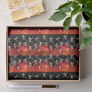 Dancing Skeletons On Fire Flames For Halloween Tissue Paper