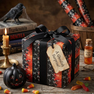 Dancing Skeletons On Fire Flames For Halloween Wrapping Paper
