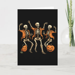 Dancing Skeletons Pumpkin Halloween  Card
