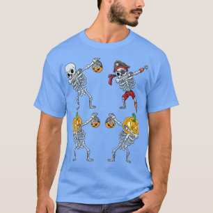 Dancing Skeletons Pumpkin Pirate Funny Halloween B T-Shirt