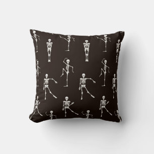 Dancing skeletons seamless pattern cushion