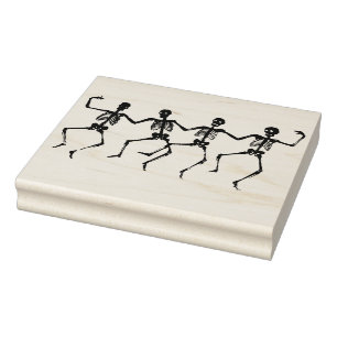 Dancing skeletons silhouette art stamp