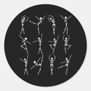 Dancing Skeletons Spooky Ballet Dancers Yoga Classic Round Sticker