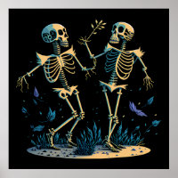 Dancing Skeletons Spooky Classic Black