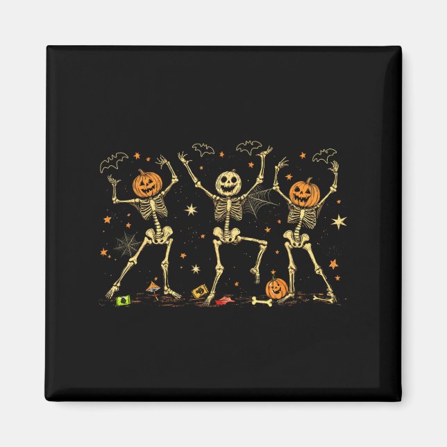 Dancing Skeletons Spooky Halloween Costume Men Magnet (Front)