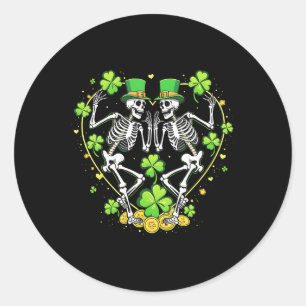 Dancing Skeletons St. Patrick's Day Funny Skeleton Classic Round Sticker
