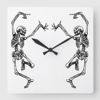 Dancing Skeletons v2 Square Wall Clock