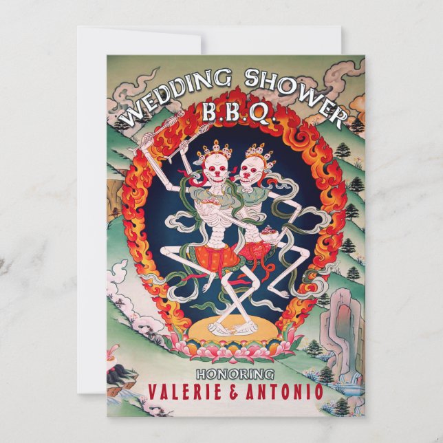 Dancing Skeletons Wedding Shower BBQ Invitations (Front)