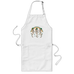 Dancing Skeletons with Beer and Shamrocks Long Apron
