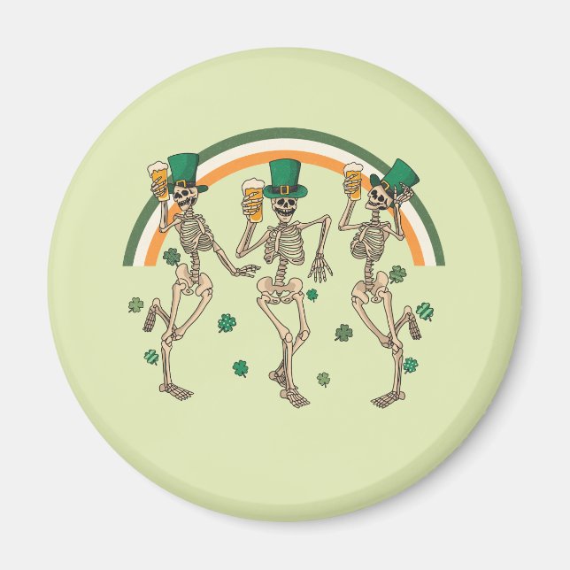Dancing Skeletons with Beer and Shamrocks Magnet (Front)