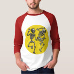 Dancing Skeletons with Full Moon for Halloween T-Shirt<br><div class="desc">Intricate dancing skeletons in front of a full moon. Spooky for Halloween! Fully customisable too, in case you want to add your own text, change background colours, or move elements around. The keychains, magnets, buttons, and mugs make great Halloween party favours! Make it yours, make it unique, make it scary!!...</div>