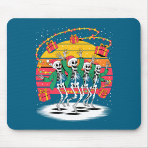 Dancing Skeletons With Santa Hats Christmas Lights Mouse Pad