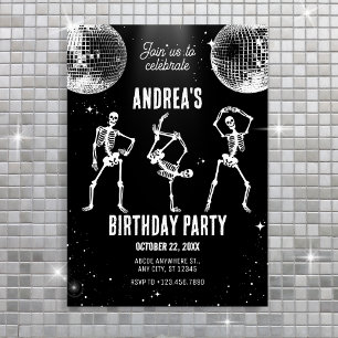 dancing skull disco Birthday Party  Invitation