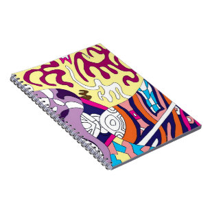 "Dancing Sky Reaching Hill" Abstract Art Spiral Notebook