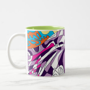 "Dancing Sky Reaching Hill" Abstract Art Two-Tone Coffee Mug