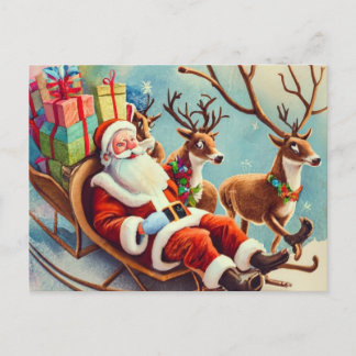 Dancing Snowflakes with Santa: Add Your Message Holiday Postcard