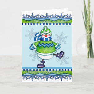 Dancing Snowman - Greeting Card