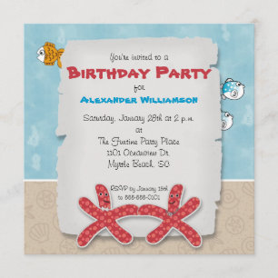 Dancing Starfish Couple Party Invitation