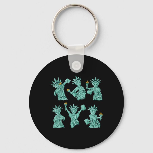 Dancing Statue Of Liberty 4th Of July USA Boys Gir Key Ring (Front)