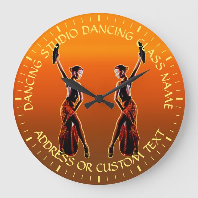 Dancing Studio Dancing Class Teacher Name Large Clock (Front)