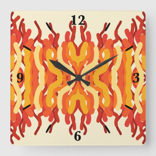 Dancing Sunburst Pop Of Colour Abstract Art Square Wall Clock (Front)