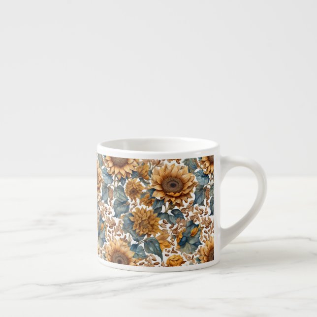 Dancing Sunflowers Pattern Design Espresso Cup (Right)